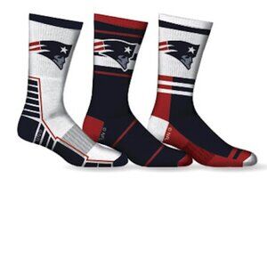 New England Patriots Socks 3 Pack Crew Length NFL Football Men Shoe Sz 7-12